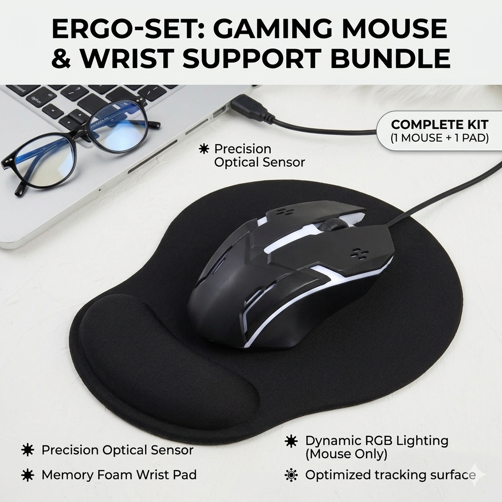 Ergonomic USB Mouse & Memory Foam Wrist Rest Bundle | Cloud-Form Series @ EV2W