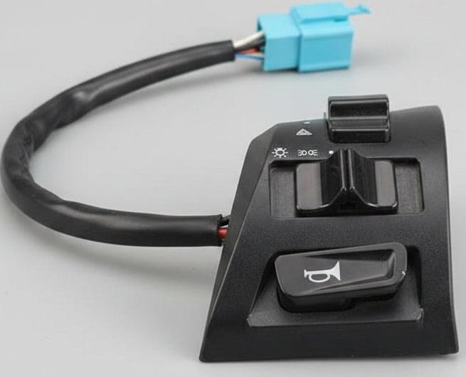 Car switch panel with wiring on a textured surface