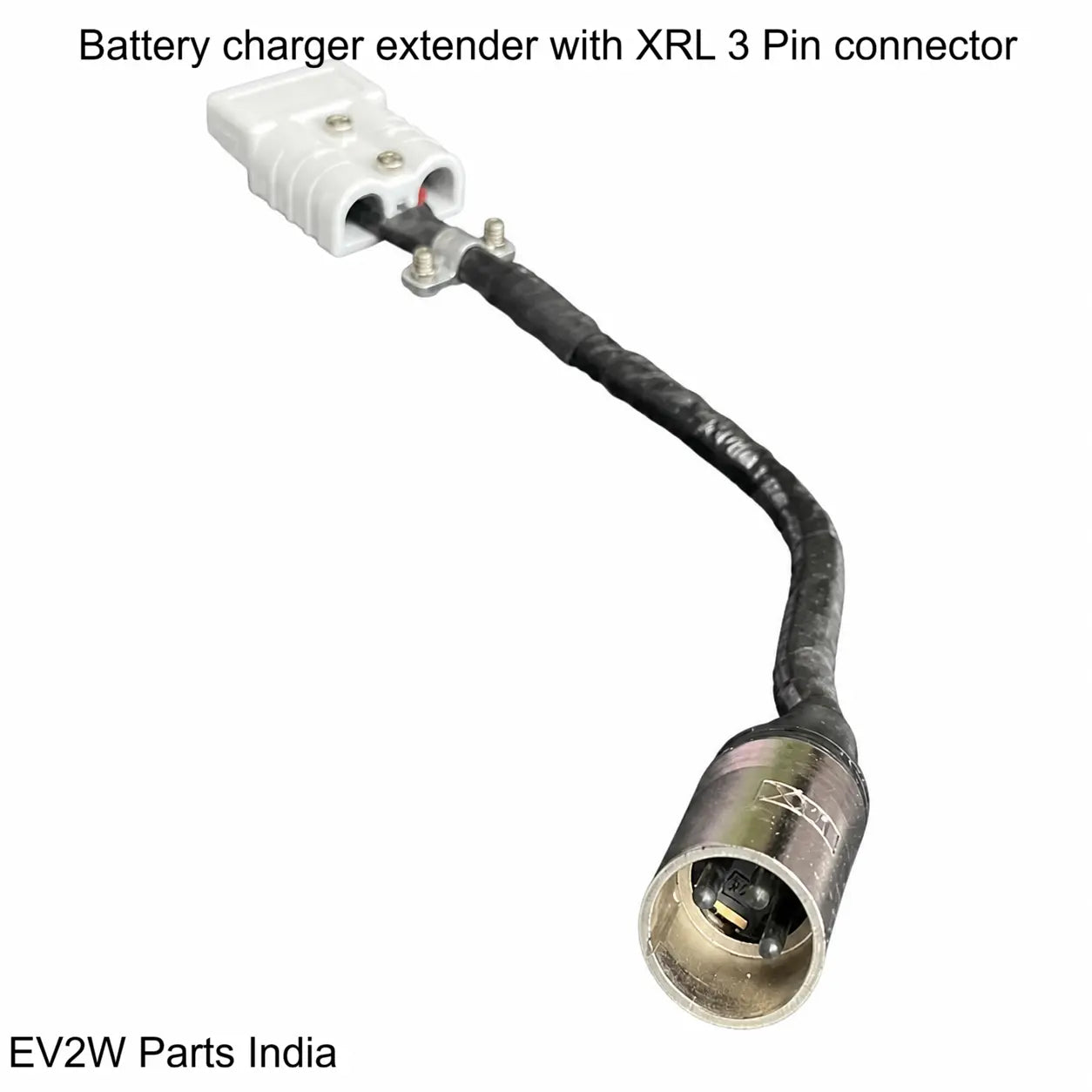 Battery charger extender with XRL 3 Pin connector on a white background