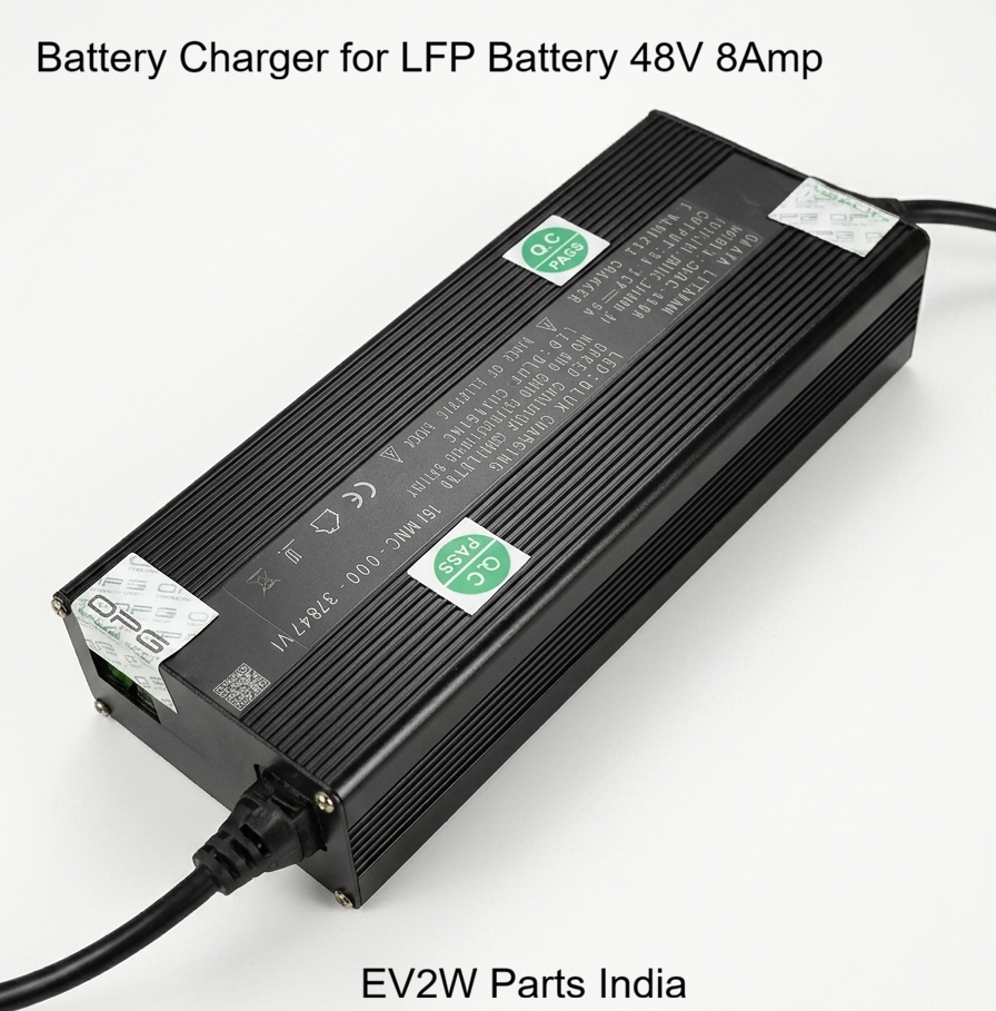 48V 8A Smart Battery Charger for Okaya Freedum & Classic Electric Scooter | Auto Cut-Off | EV2W