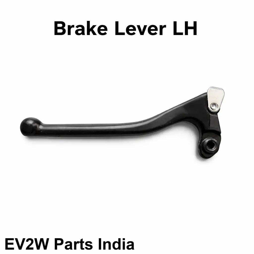 Black brake lever labeled 'Brake Lever LH' with 'EV2W Parts India' branding on a white background.