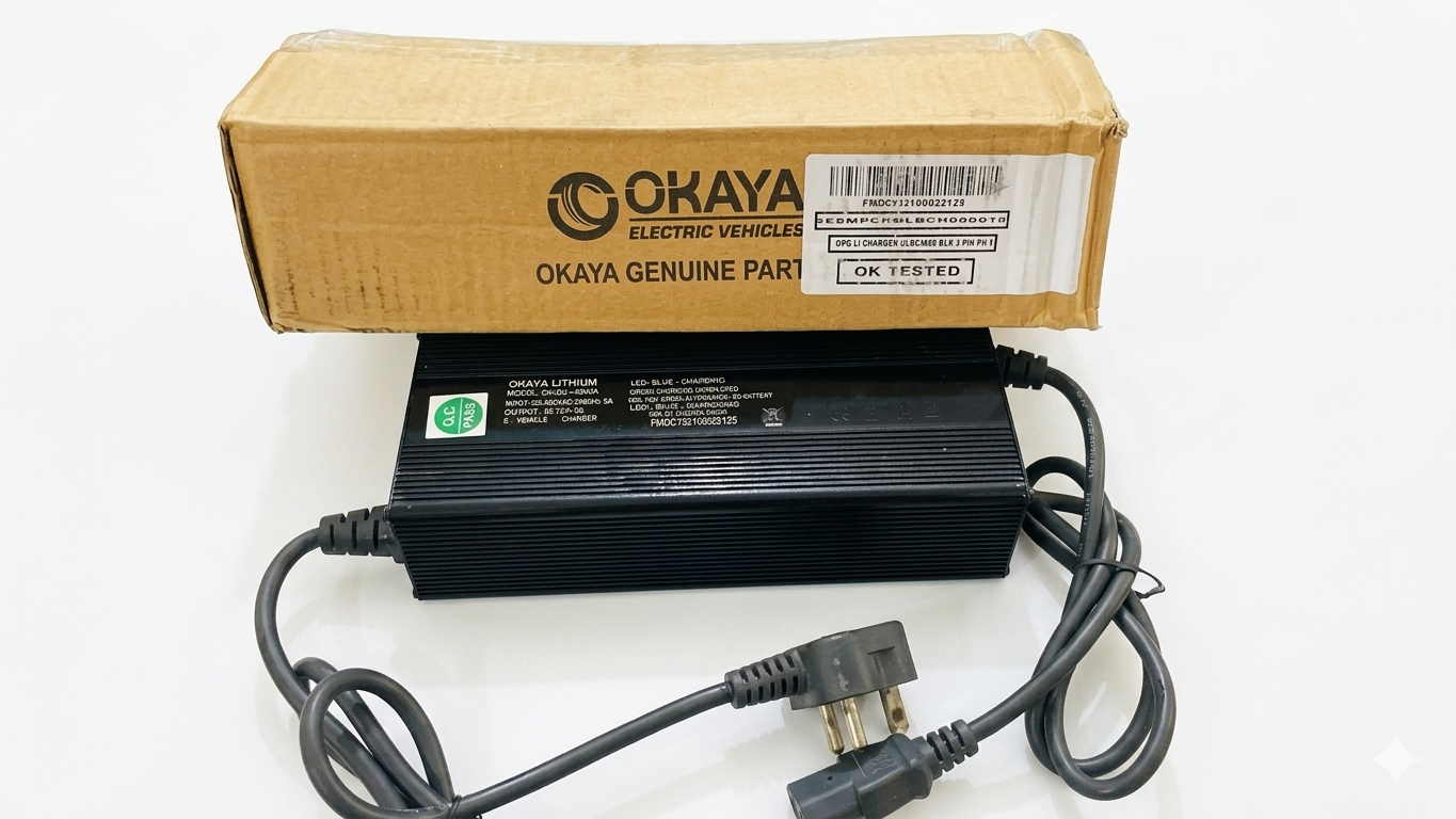 Okaya Genuine Parts 48V 8A LFP Battery Charger with Original Packaging Box – OK Tested – EV2W