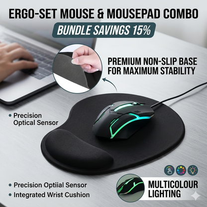 Ergonomic USB Mouse & Memory Foam Wrist Rest Bundle | Cloud-Form Series @ EV2W