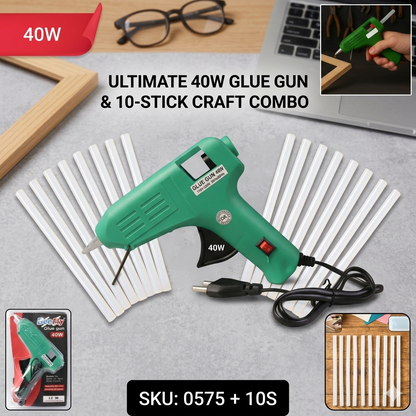 40W Professional Hot Glue Gun Kit with 10x Long Sticks | Thermo-Bond Series @ EV2W