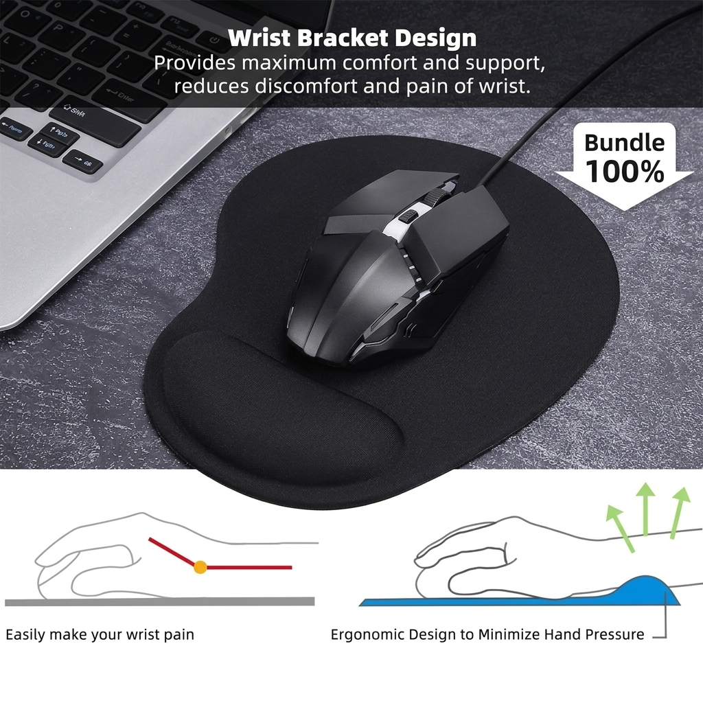 1600 DPI RGB Gaming Mouse & Gel Wrist Support Bundle | Ergo-Pro Series @ EV2W
