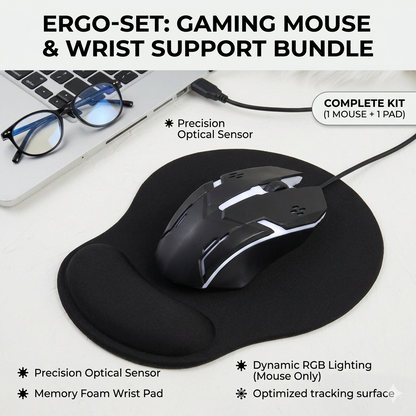 Ergonomic USB Mouse & Memory Foam Wrist Rest Bundle | Cloud-Form Series @ EV2W