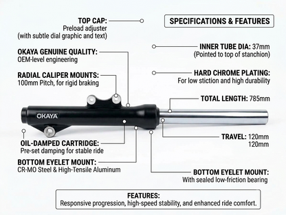 Front Telescopic Shock Absorber for OKAYA EV – Left Side | Safe-Stop Series