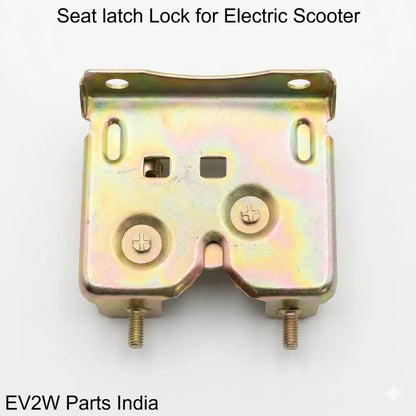 Seat latch lock for electric scooter with 'EV2W Parts India' branding on a white background