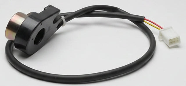 Black cable with connectors on a textured surface