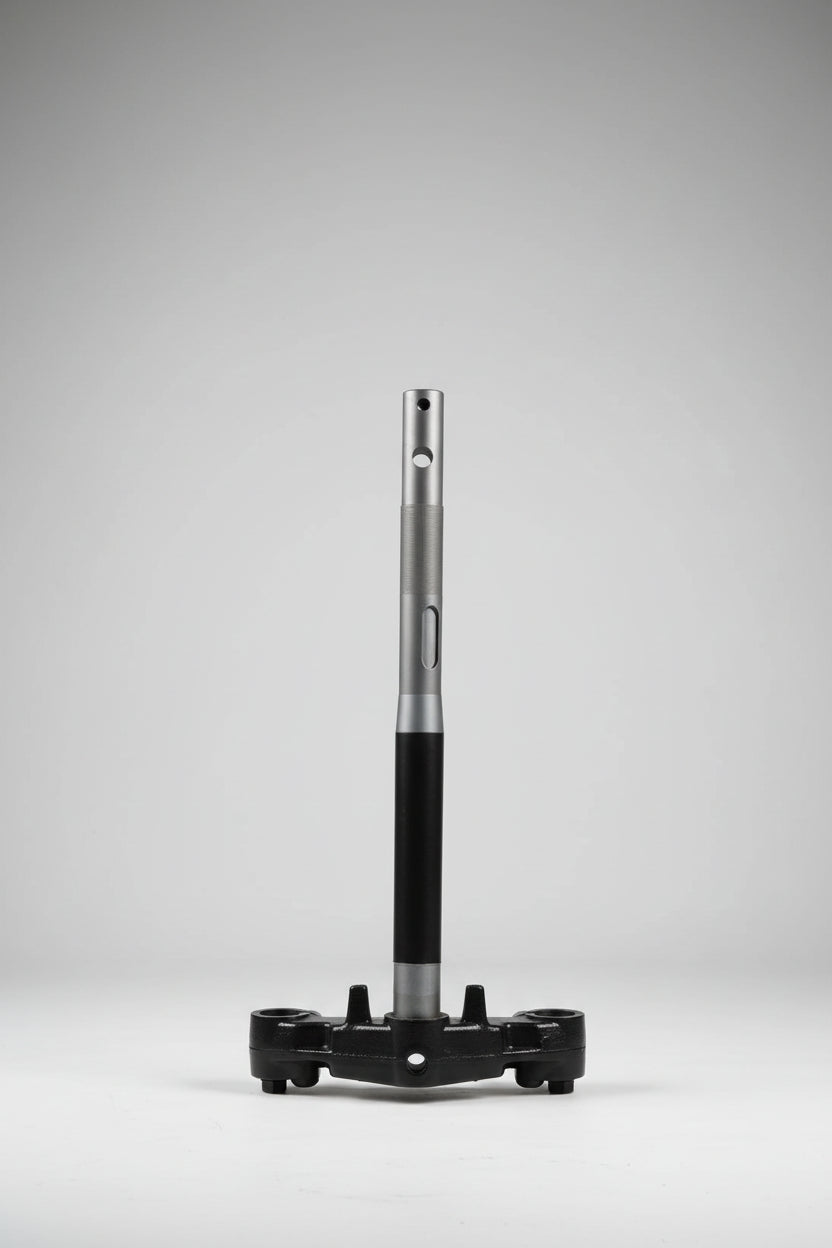 Black metal pipe on a tiled floor