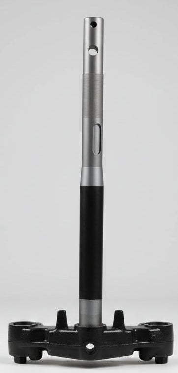 Black metal pipe on a tiled floor